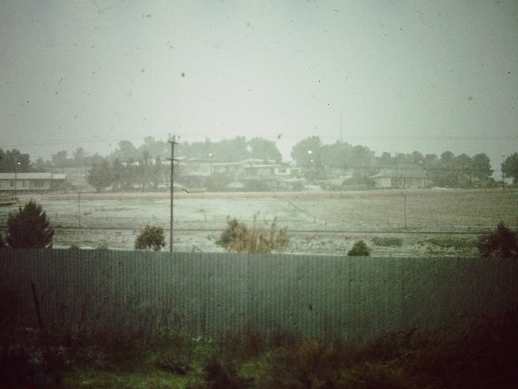 Snow - Early 80's - from 3 Oval Crescent Eudunda - Looking across to South Terrace & Ward St - Hospital