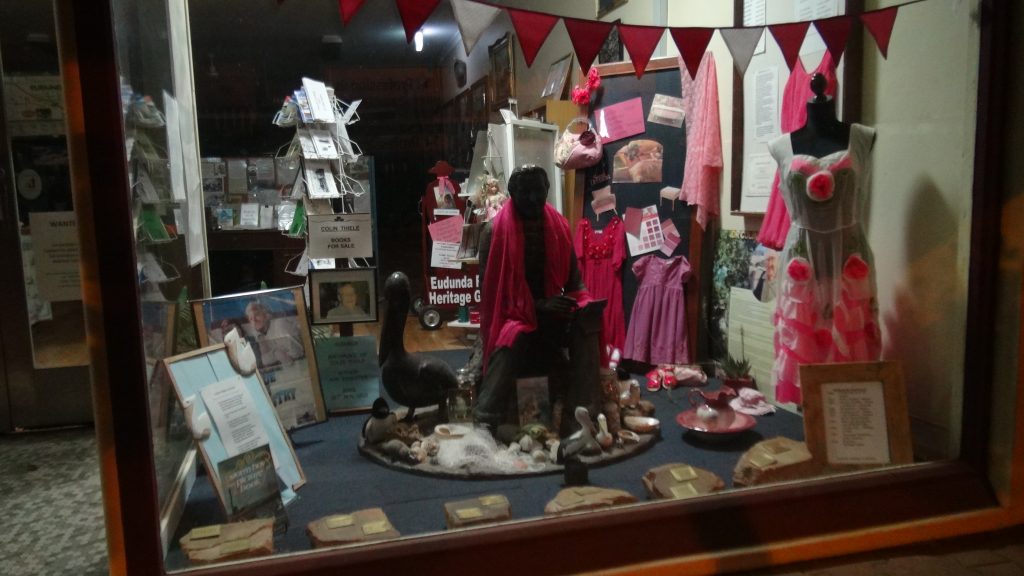 Eudunda Family Heritage Gallery window goes PINK in Oct 2019