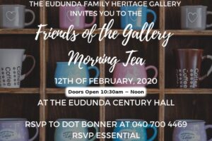 Friends of the Gallery – Morning Tea For 12th Feb 2020