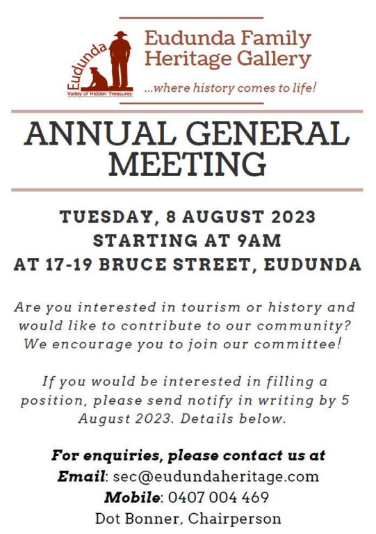 AGM - Eudunda Family Heritage Gallery - 8th August 2023