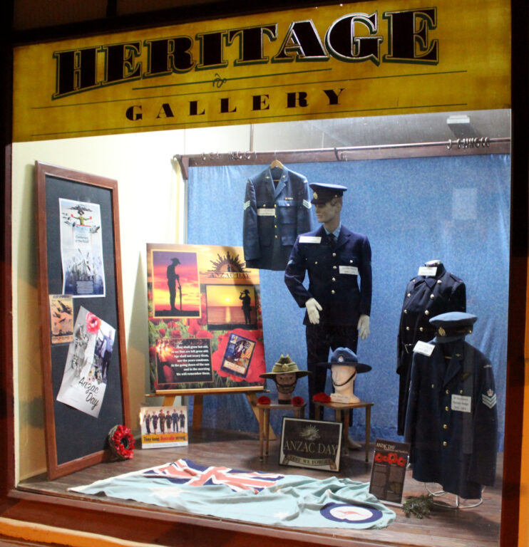 Eudunda Family Heritage Gallery Window Display Feature ANZAC Day & 100 years of RAAF