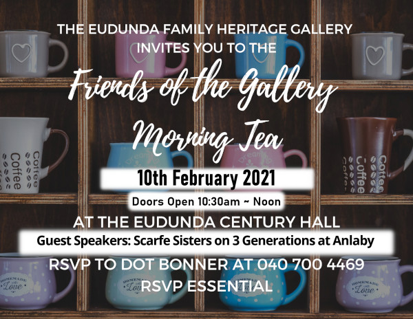Invitation to Celebrate Heritage Gallery Birthday at Morning Tea – 10th Feb 2021